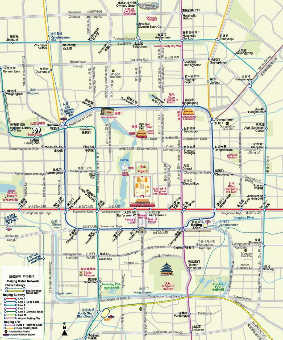 térkép Pekingi metró térkép látnivalók