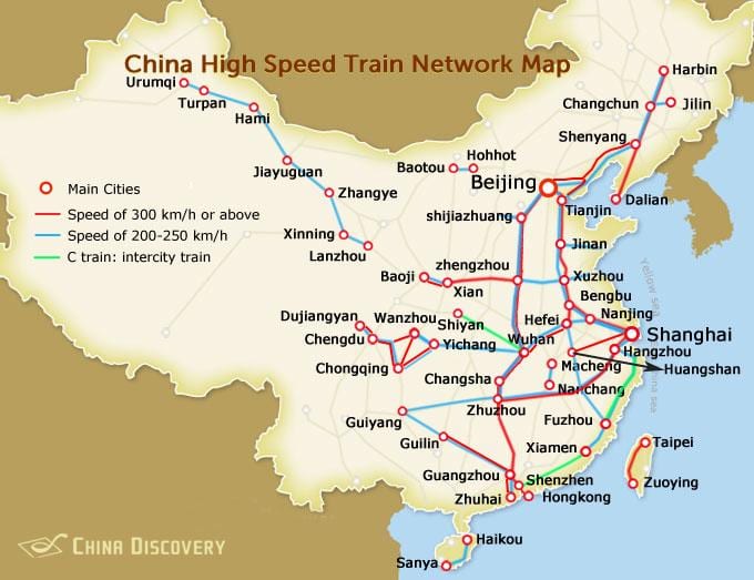 shanghai gyorsvonat térkép