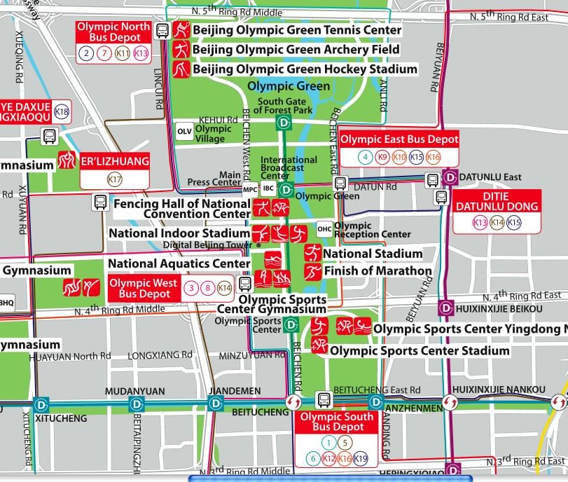 térkép Pekingi olimpiai park
